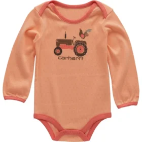 Body con manicotti lunghi e trattore per bambine (neonate)