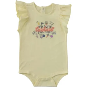 Body da bambina con manicotti corti a volant e motivi vegetali (neonato)