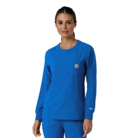 Camice da lavoro da donna Force Cross-Flex a maniche lunghe e collo rotondo