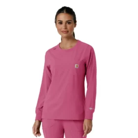 Camice da lavoro da donna Force Cross-Flex a maniche lunghe e collo rotondo