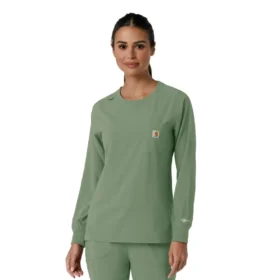Camice da lavoro da donna Force Cross-Flex a maniche lunghe e collo rotondo