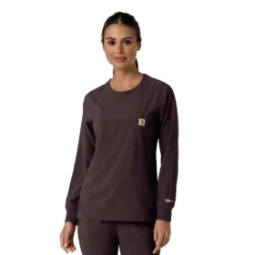 Camice da lavoro da donna Force Cross-Flex a maniche lunghe e collo rotondo