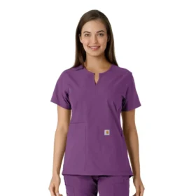 Camice da lavoro da donna Force Essentials con scollo a V e inserti in maglia