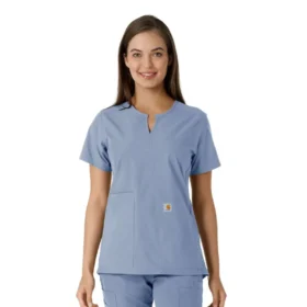 Camice da lavoro da donna Force Essentials con scollo a V e inserti in maglia