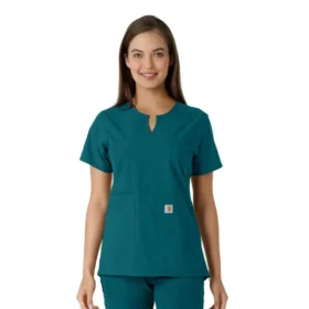 Camice da lavoro da donna Force Essentials con scollo a V e inserti in maglia