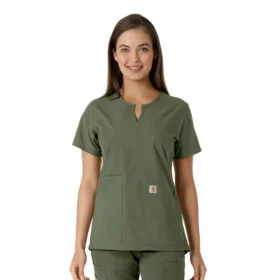 Camice da lavoro da donna Force Essentials con scollo a V e inserti in maglia