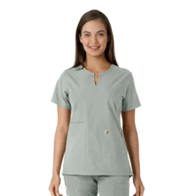 Camice da lavoro da donna Force Essentials con scollo a V e inserti in maglia