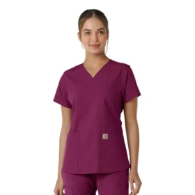 Camice da lavoro da donna Force Essentials con scollo a V e inserti in maglia