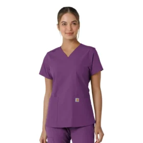 Camice da lavoro da donna Force Essentials con scollo a V e inserti in maglia