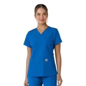 Camice da lavoro da donna Force Essentials con scollo a V e inserti in maglia