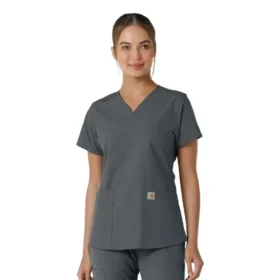 Camice da lavoro da donna Force Essentials con scollo a V e inserti in maglia