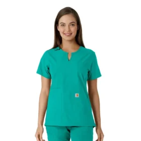 Camice da lavoro da donna Force Essentials con scollo a V e inserti in maglia