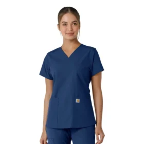 Camice da lavoro da donna Force Essentials con scollo a V e inserti in maglia