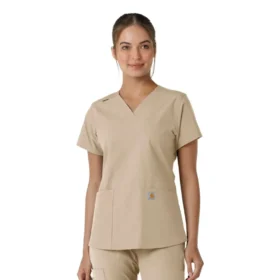 Camice da lavoro da donna Force Essentials con scollo a V e inserti in maglia