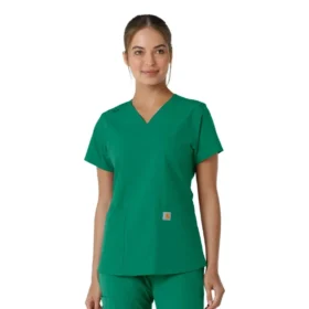 Camice da lavoro da donna Force Essentials con scollo a V e inserti in maglia