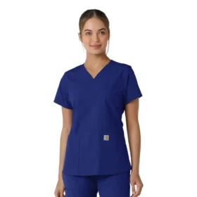 Camice da lavoro da donna Force Essentials con scollo a V e inserti in maglia