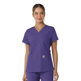 Camice da lavoro da donna Force Essentials con scollo a V e inserti in maglia
