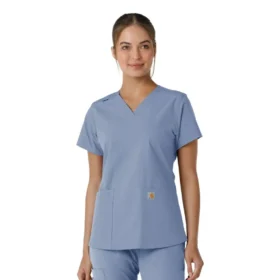 Camice da lavoro da donna Force Essentials con scollo a V e inserti in maglia