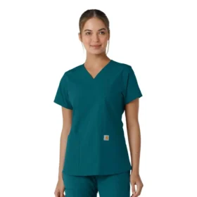 Camice da lavoro da donna Force Essentials con scollo a V e inserti in maglia