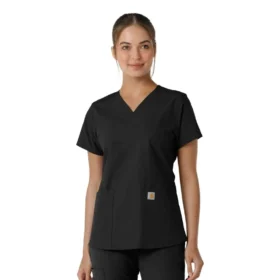 Camice da lavoro da donna Force Essentials con scollo a V e inserti in maglia