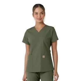 Camice da lavoro da donna Force Essentials con scollo a V e inserti in maglia