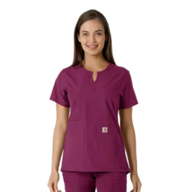 Camice da lavoro da donna Force Essentials con scollo a V e inserti in maglia