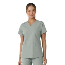 Camice da lavoro da donna Force Essentials con scollo a V e inserti in maglia