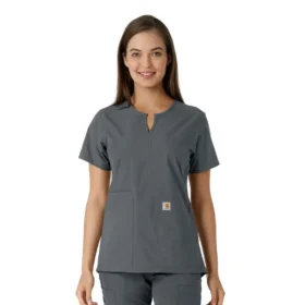 Camice da lavoro da donna Force Essentials con scollo a V e inserti in maglia