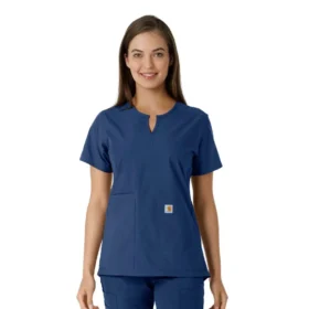 Camice da lavoro da donna Force Essentials con scollo a V e inserti in maglia