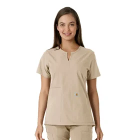 Camice da lavoro da donna Force Essentials con scollo a V e inserti in maglia