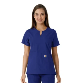 Camice da lavoro da donna Force Essentials con scollo a V e inserti in maglia