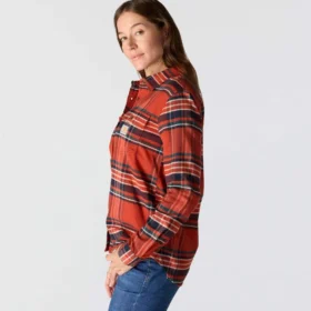 Camicia a quadri da donna in fibra Tencel™ dalla vestibilità comoda