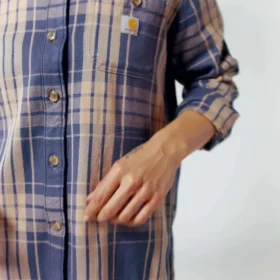 Camicia da donna in twill a quadri della serie Tencel™ Fiber, vestibilità ampia