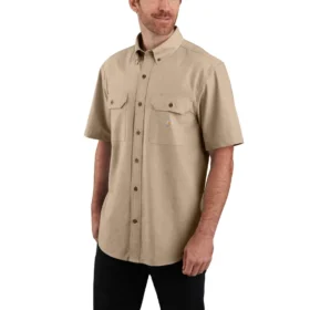 Camicia da lavoro da uomo in chambray a maniche corte, vestibilità ampia - Camicie da lavoro da uomo