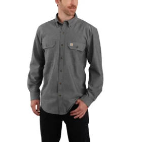 Camicia da lavoro da uomo in chambray a maniche lunghe, vestibilità ampia - Camicie da lavoro da uomo