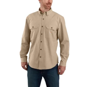 Camicia da lavoro da uomo in chambray a maniche lunghe, vestibilità ampia - Camicie da lavoro da uomo