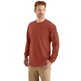 Camicia da uomo Dearborn a maniche lunghe, vestibilità ampia, tessuto pesante, con logo