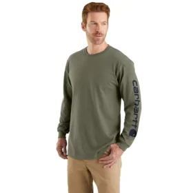 Camicia da uomo Dearborn a maniche lunghe, vestibilità ampia, tessuto pesante, con logo