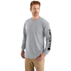 Camicia da uomo Dearborn a maniche lunghe, vestibilità ampia, tessuto pesante, con logo