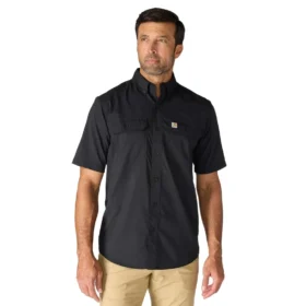 Camicia da uomo Force Sun Defender™ in chambray, vestibilità comoda, maniche corte - Camicie con protezione solare
