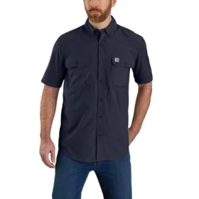 Camicia da uomo Force Sun Defender™ in chambray, vestibilità comoda, maniche corte - Camicie con protezione solare
