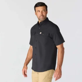 Camicia da uomo Force Sun Defender™ in chambray, vestibilità comoda, maniche corte – Camicie con protezione solare