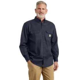 Camicia da uomo Fr a maniche lunghe in twill, vestibilità ampia