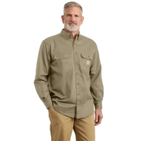 Camicia da uomo Fr a maniche lunghe in twill, vestibilità ampia
