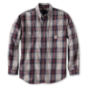 Camicia da uomo in twill a quadri, vestibilità ampia, maniche lunghe - Camicie ignifughe