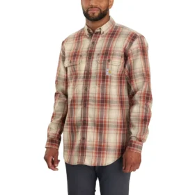 Camicia da uomo in twill a quadri, vestibilità ampia, maniche lunghe - Camicie ignifughe