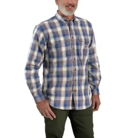 Camicia da uomo in twill a quadri, vestibilità ampia, maniche lunghe - Camicie ignifughe
