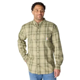 Camicia da uomo in twill a quadri, vestibilità ampia, maniche lunghe - Camicie ignifughe
