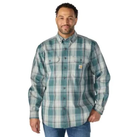 Camicia da uomo in twill a quadri, vestibilità ampia, maniche lunghe - Camicie ignifughe