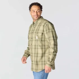 Camicia da uomo in twill a quadri, vestibilità ampia, maniche lunghe – Camicie ignifughe